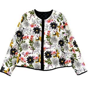 Womens Handmade Quilted Floral Jacket Size Large - XL Art to Wear Multicolor